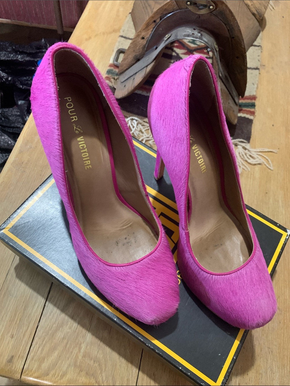 Pour La Victoire Hot Pink Ponyhair Stiletto Pumps